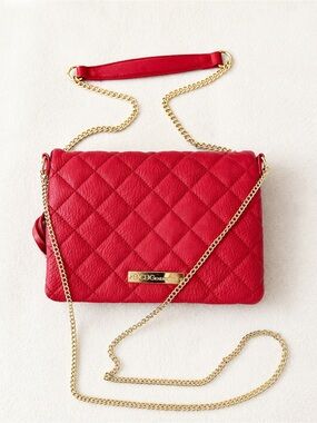 BCBG Red Quilted Crossbody Bag with Gold Chain